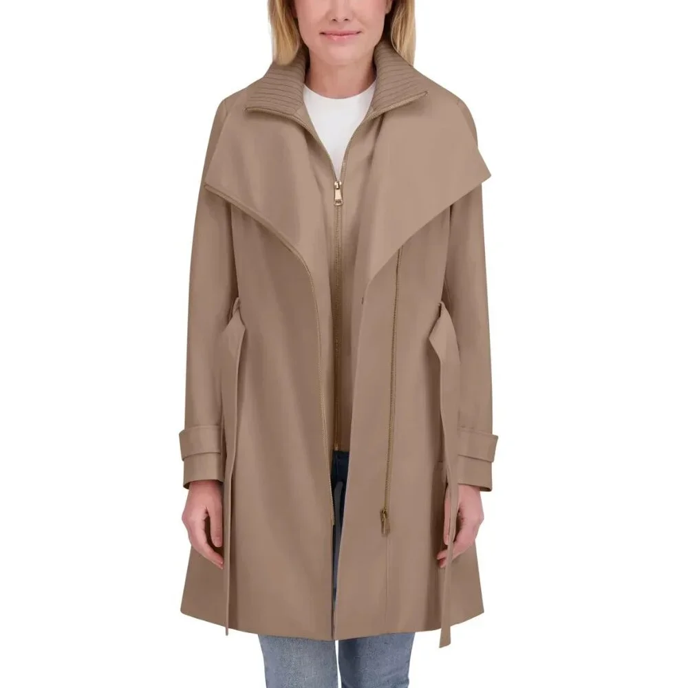 Halston Women's Belted Trench Coat NWT - Picture 2 of 5